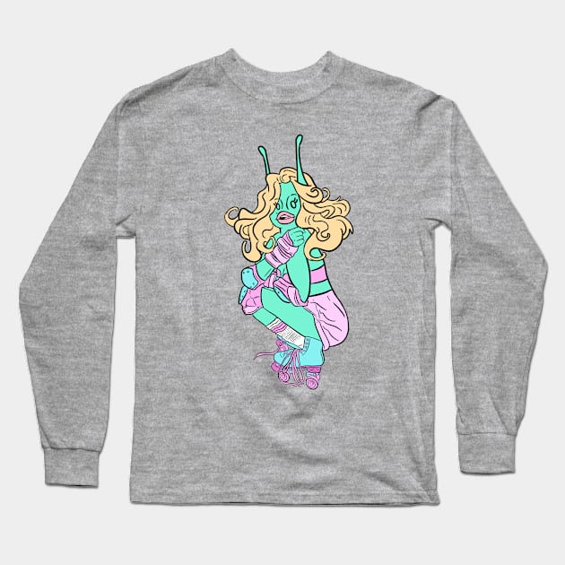 She Loves Learning New Tricks With Her Cool New Skates Long Sleeve T-Shirt by Sasha Banana 